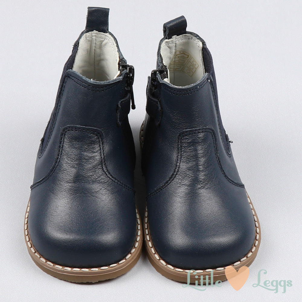 Navy Leather Chelsea Boot