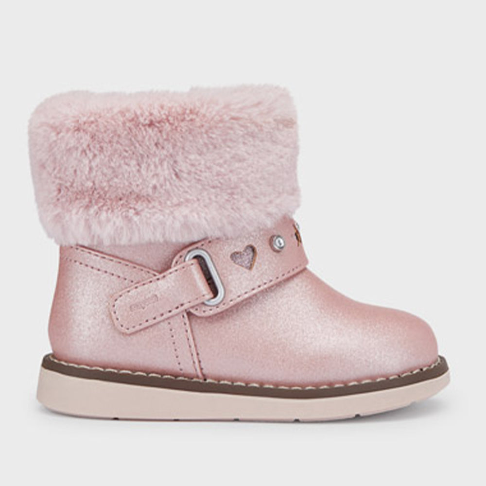 Pink Fur Trim Ankle Boots Little Leggs