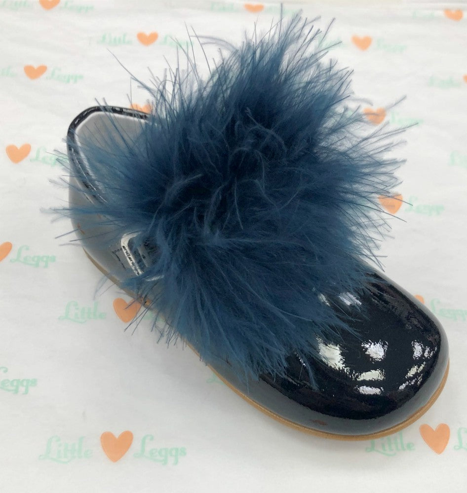 Navy Pair Of Detachable Pom Pom Shoe Accessory