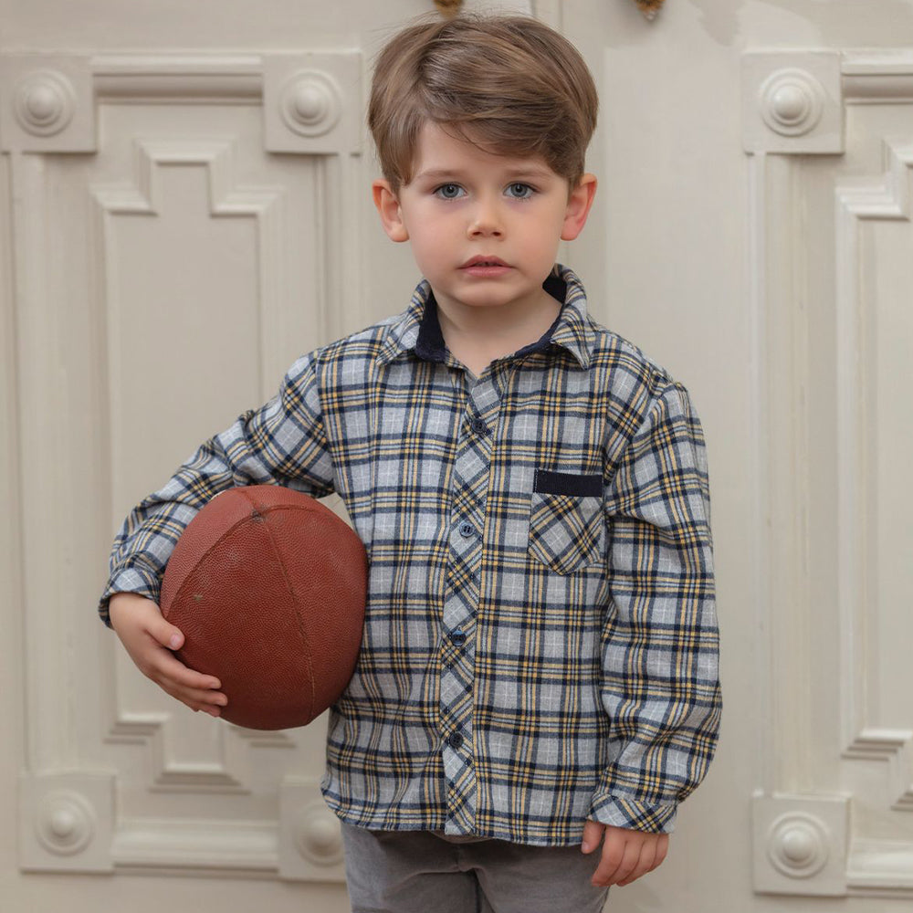 Grey And Yellow Check Shirt