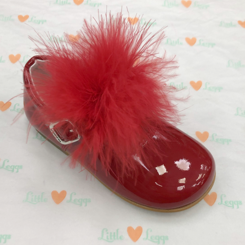 Red Pair Of Detachable Pom Pom Shoe Accessory