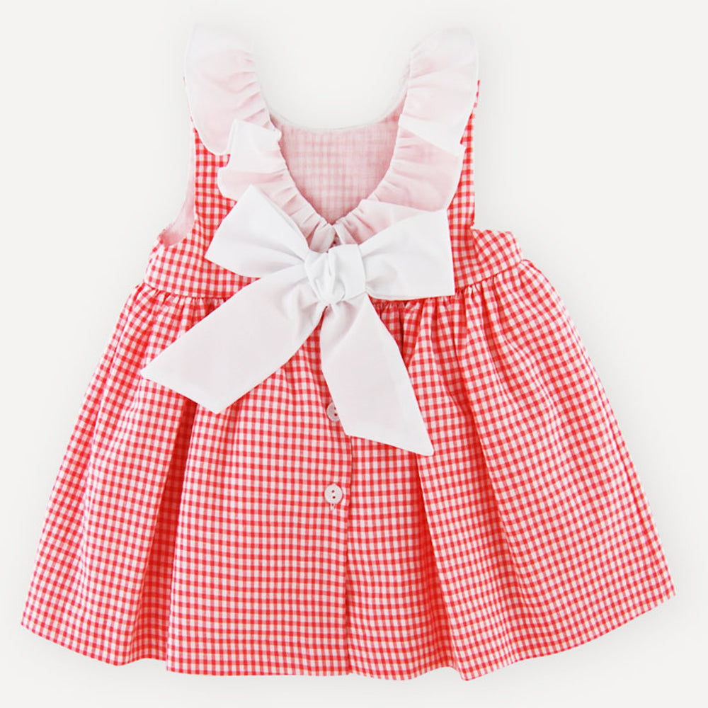 Coral Check Dress