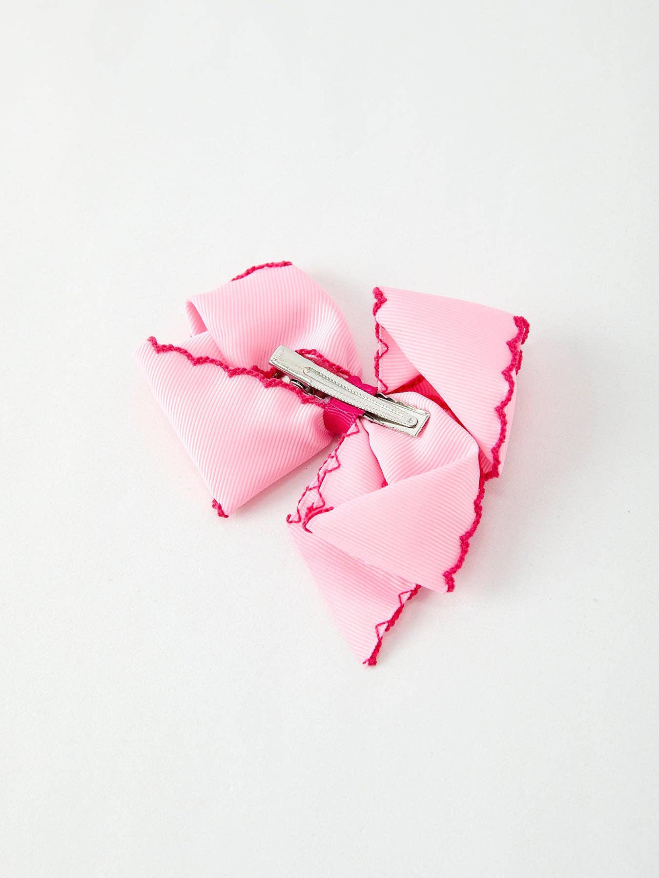 Christmas Santa Pink Bow 4.1 Inch Hairclip