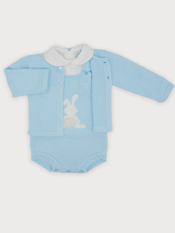 Blue Bunny Dungaree 3 Piece Set