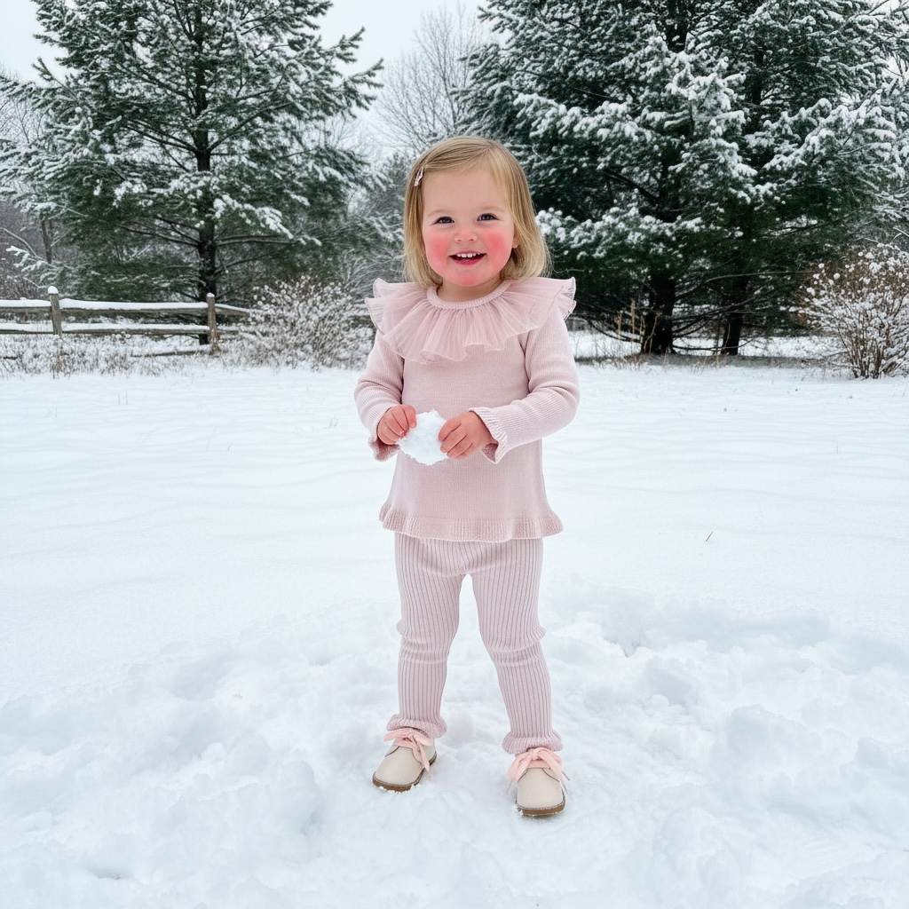 Pale Pink Tulle Collar Legging Set