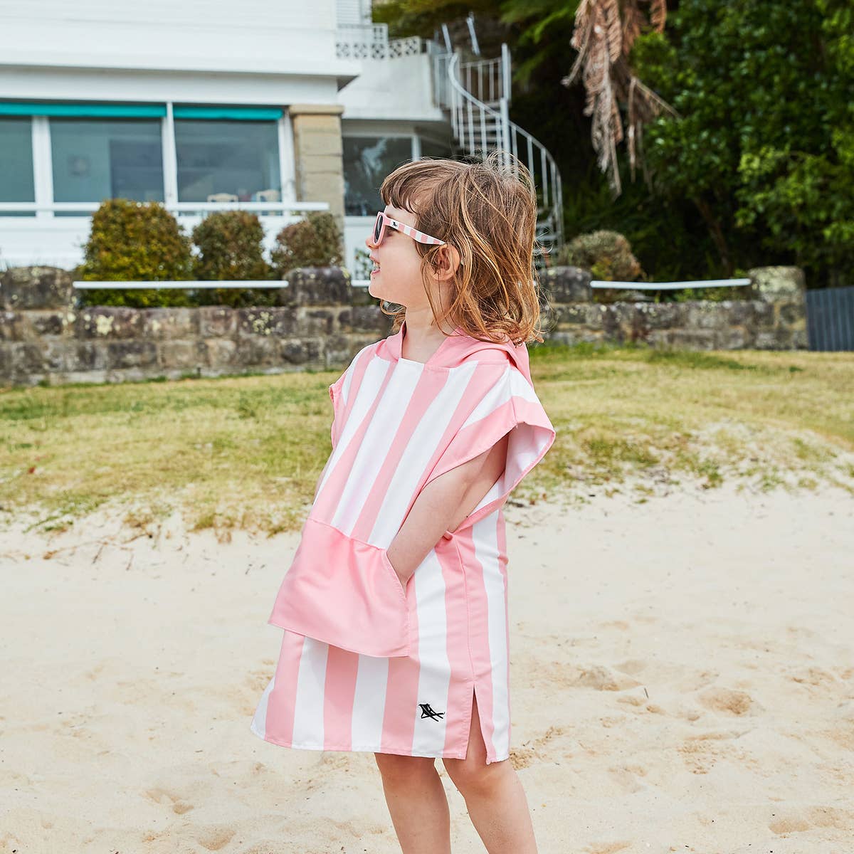 Kids Poncho - Malibu Pink