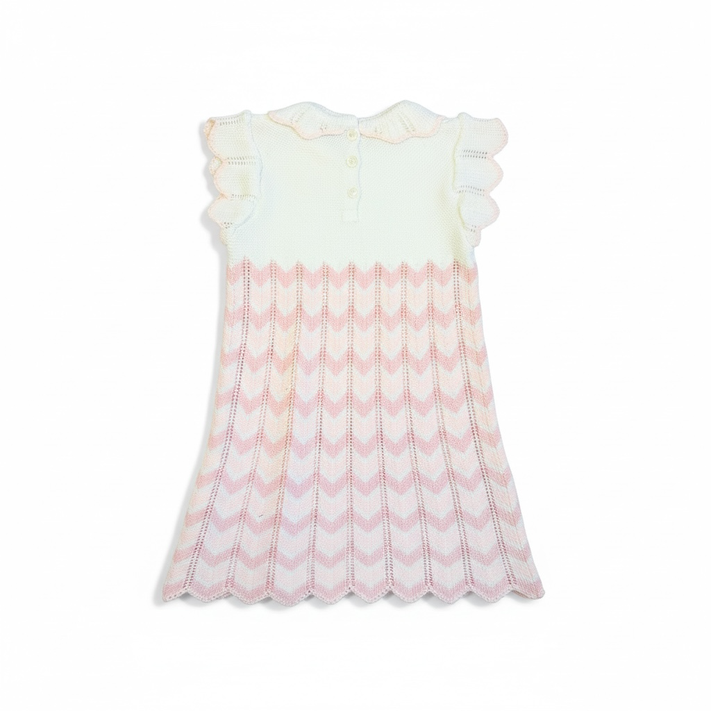 Pink & White Pleat Knit Dress