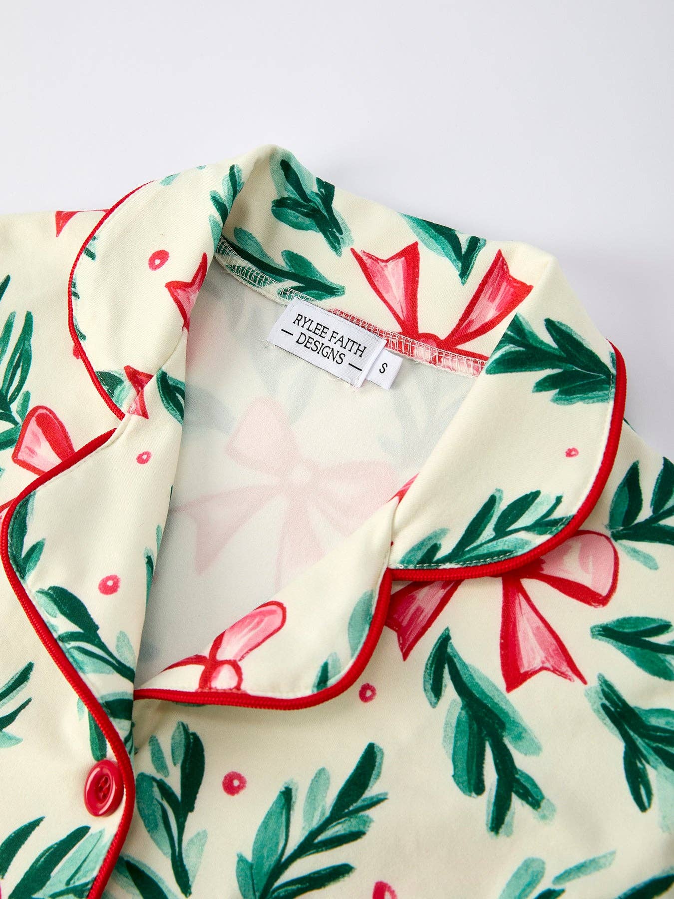 Mommy & Me Matching Christmas Bow and Holly Print Pyjamas - PRE ORDER