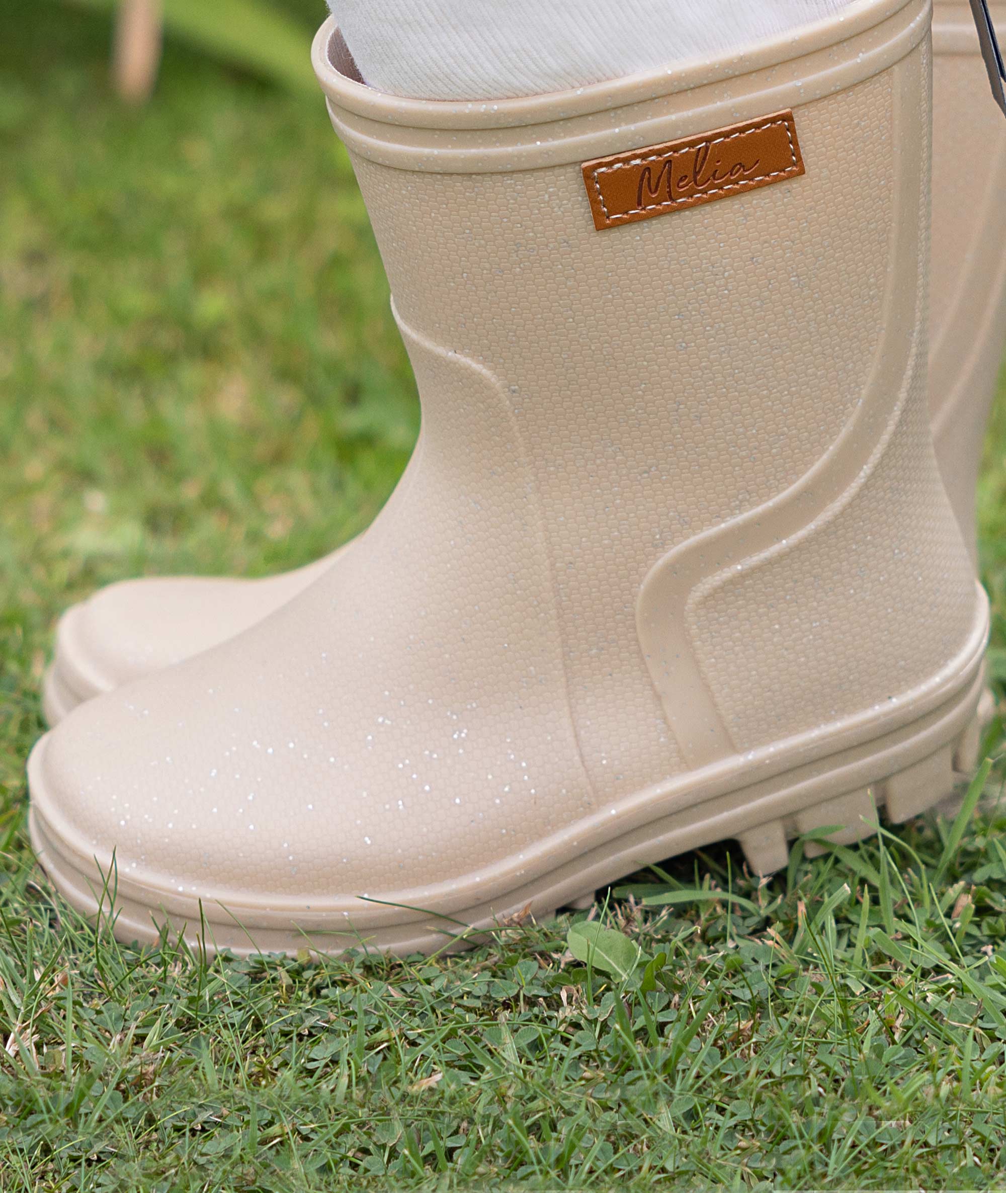 Beige Glitter Rainboots