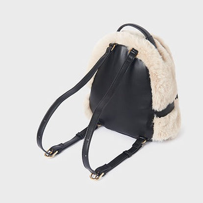 Small Faux Fur Backpack Beige