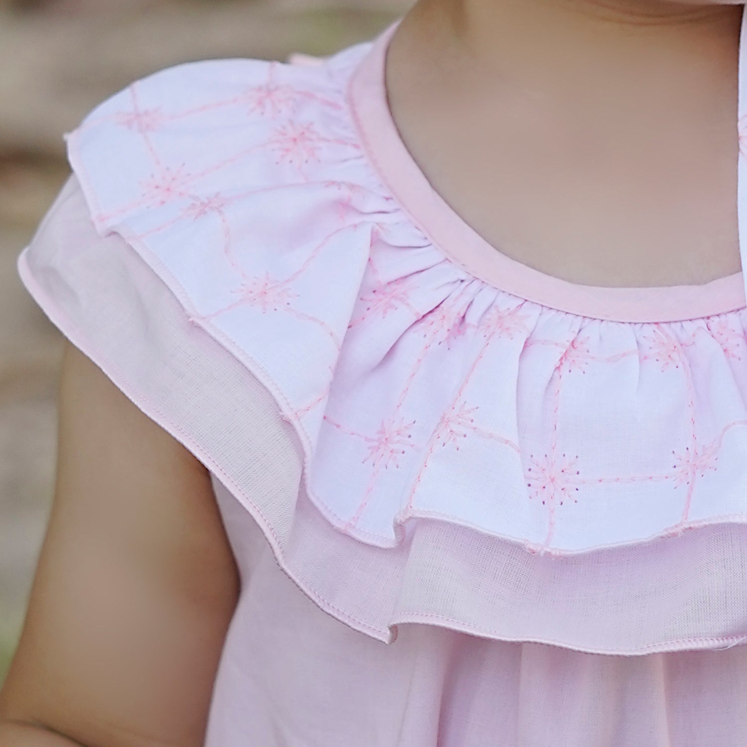 Pink Embroidered Romper