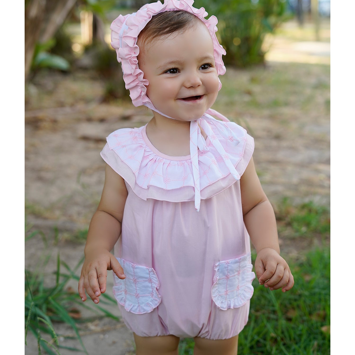 Pink Embroidered Romper