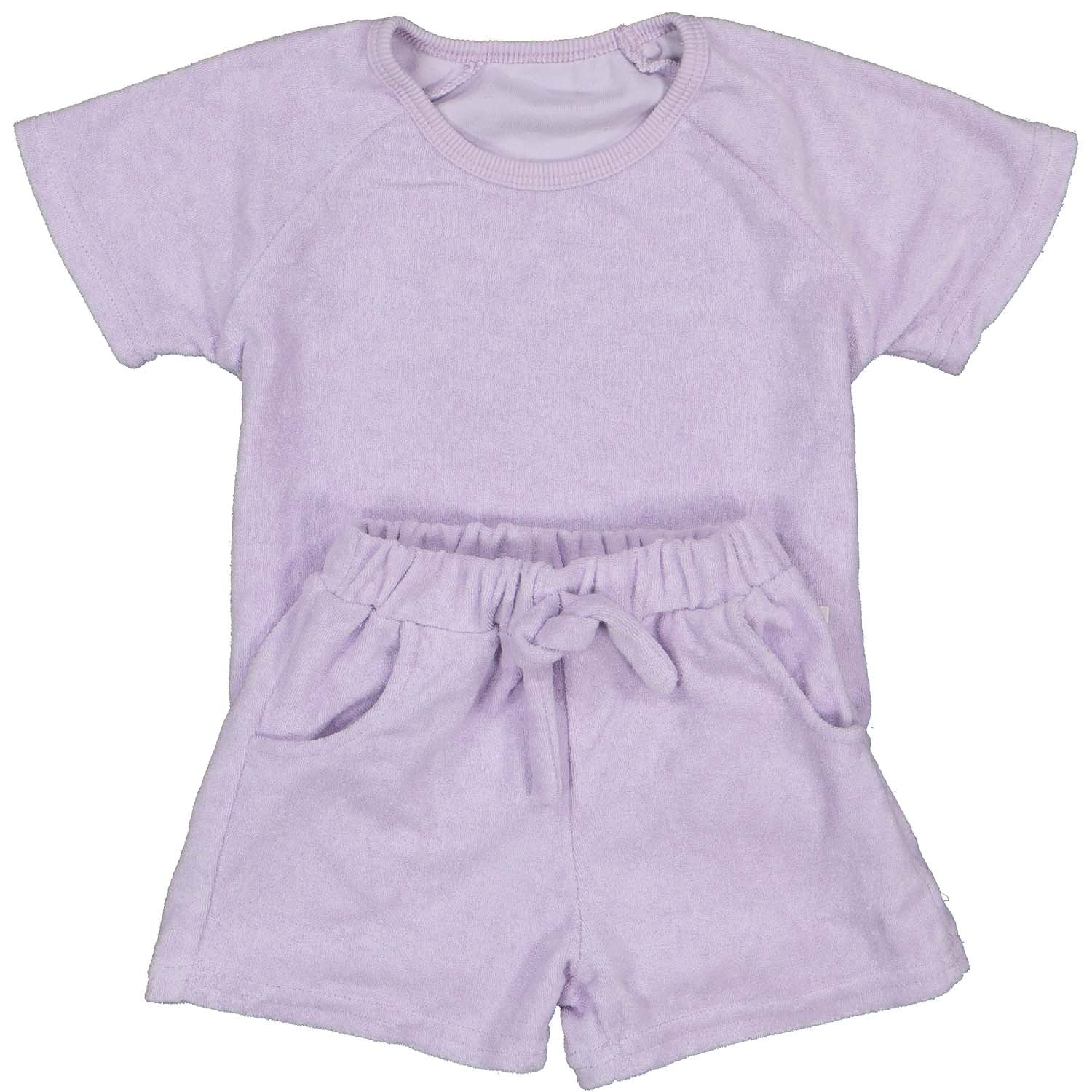 Lilac 3 Piece Towelling Summer Set & Hat