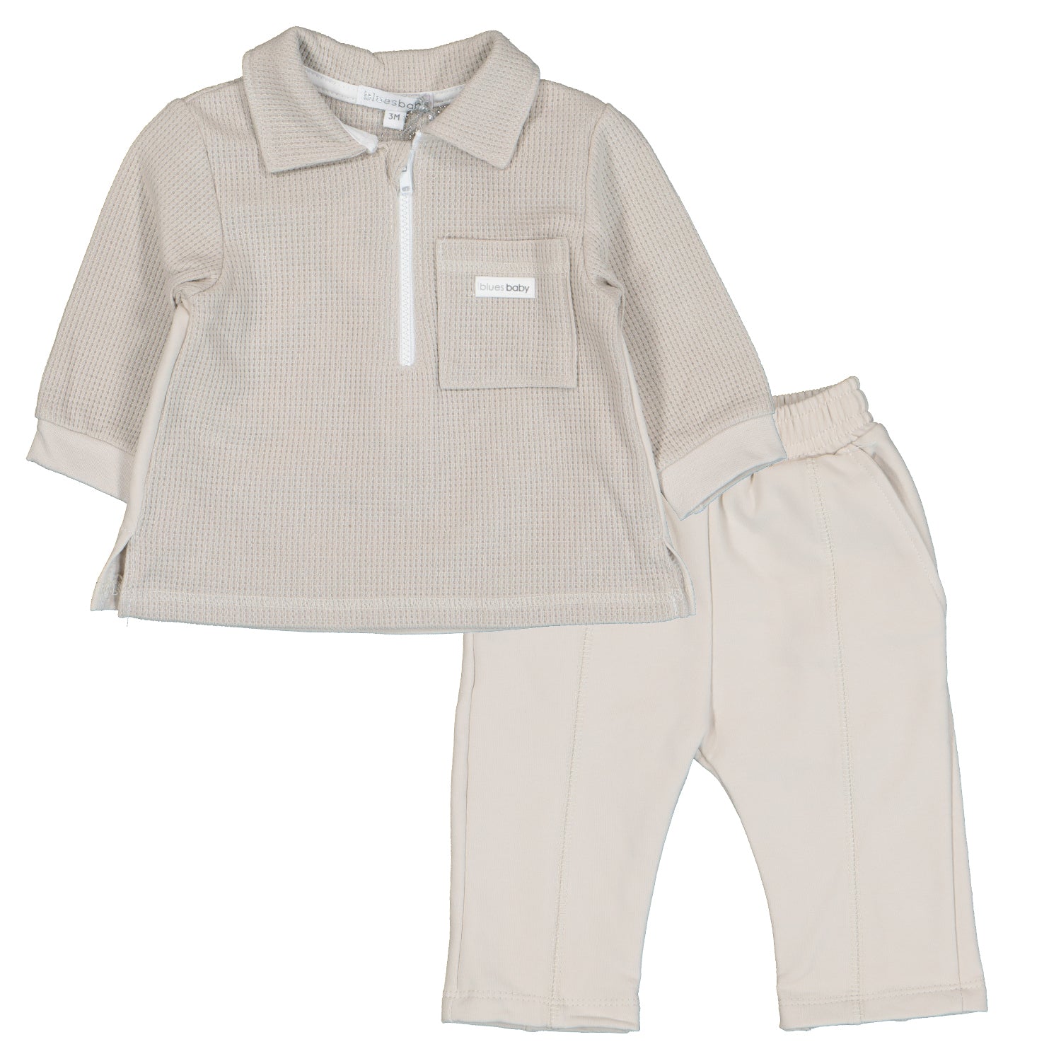 Beige Patterned Polo Outfit