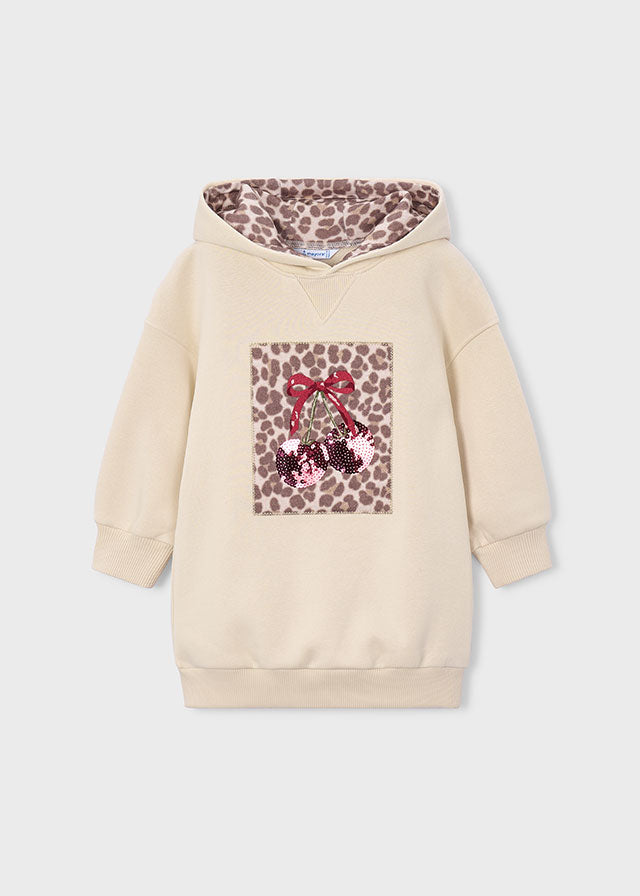 Leopard Print Hooded Fleece Dress
