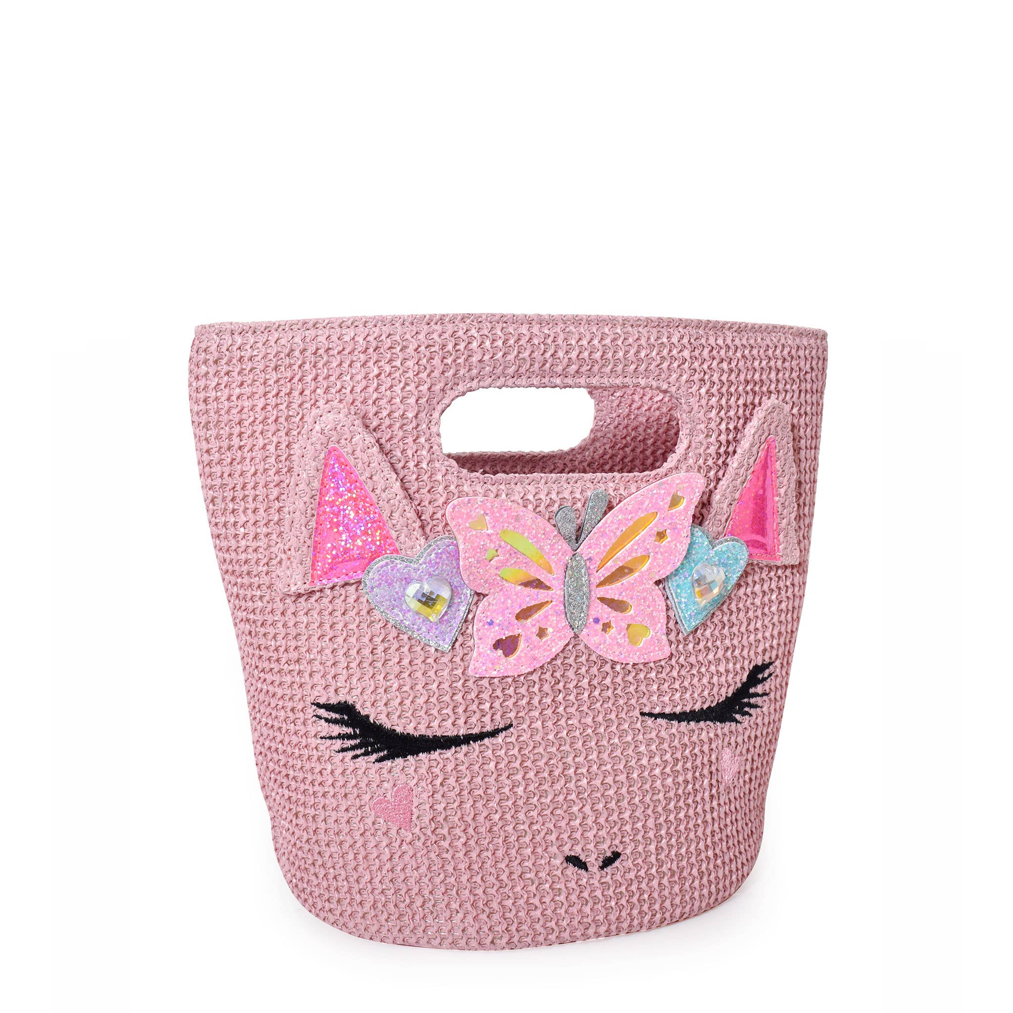 Miss Gwen Unicorn Pink Straw Top-Handle Mini Tote Bag