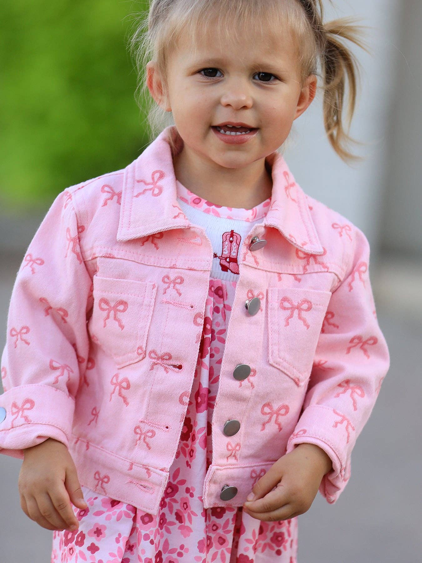 Pink Bow Girls Denim Jacket