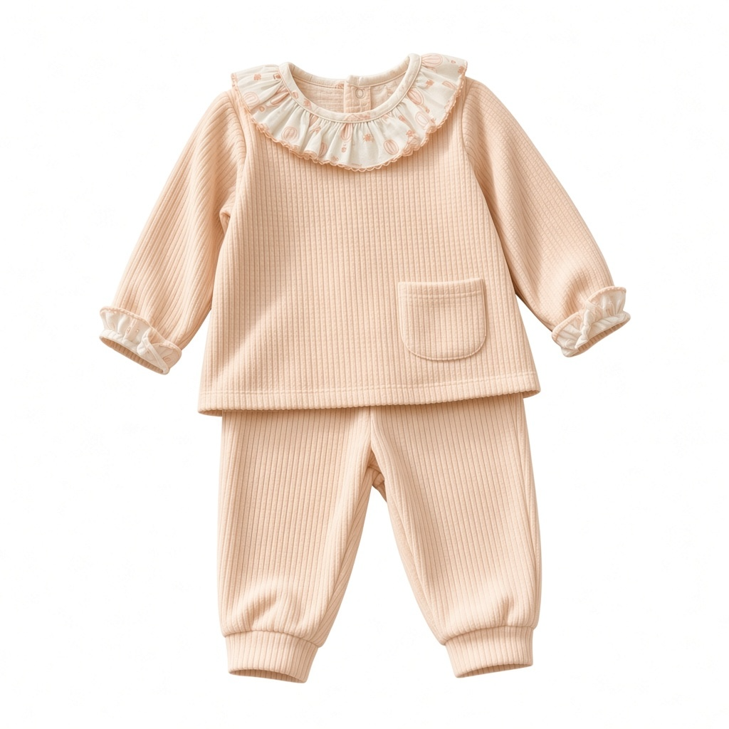 Peach Velour Hot Air Balloon Frill Collar Set
