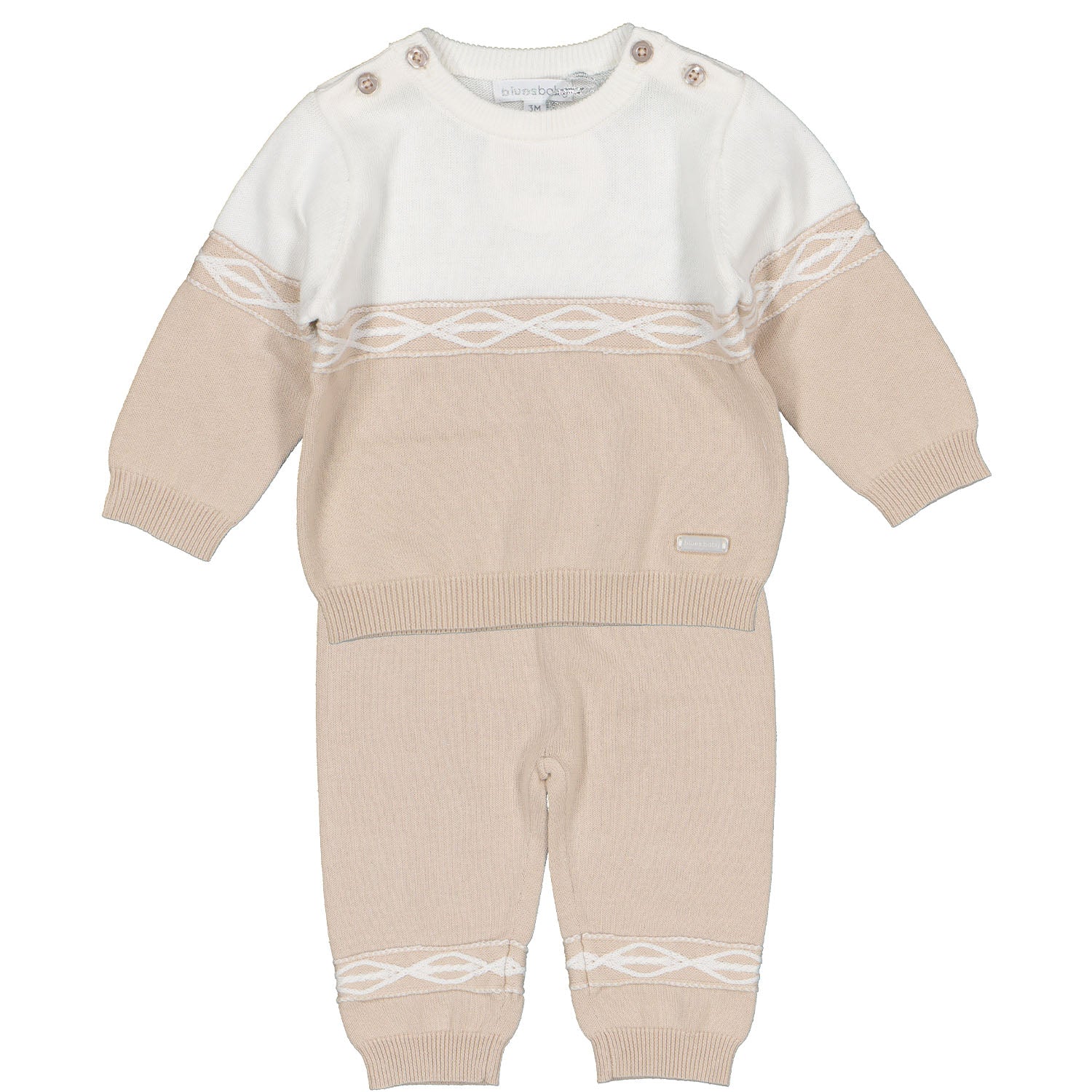 Beige Crew Neck Knitted Outfit