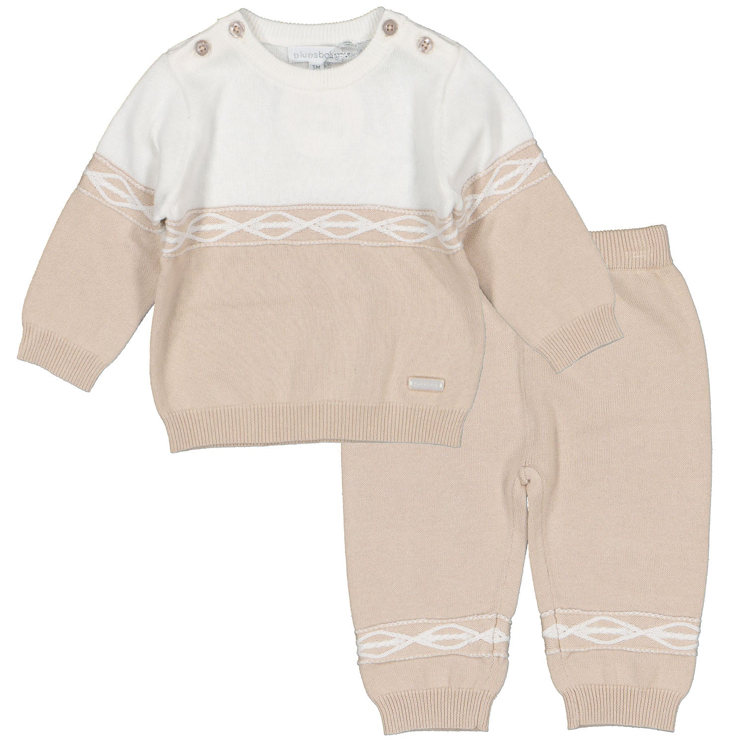 Beige Crew Neck Knitted Outfit