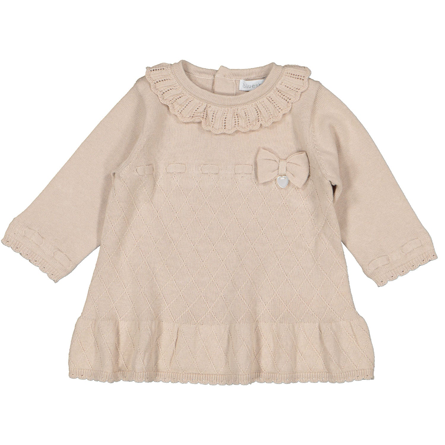 Beige Diamond Patterned Knit Tunic Set