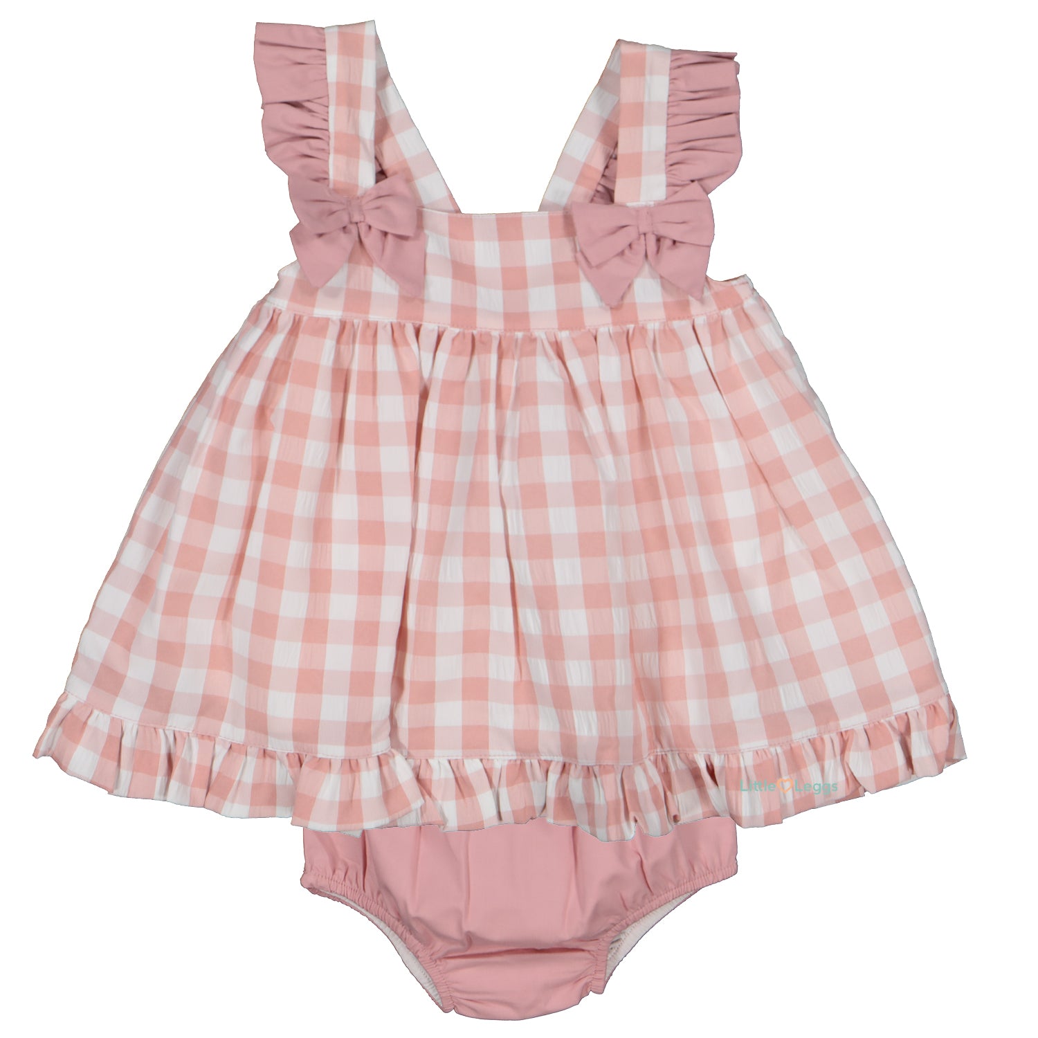 Dusty Pink Check Dress And Knicker Set