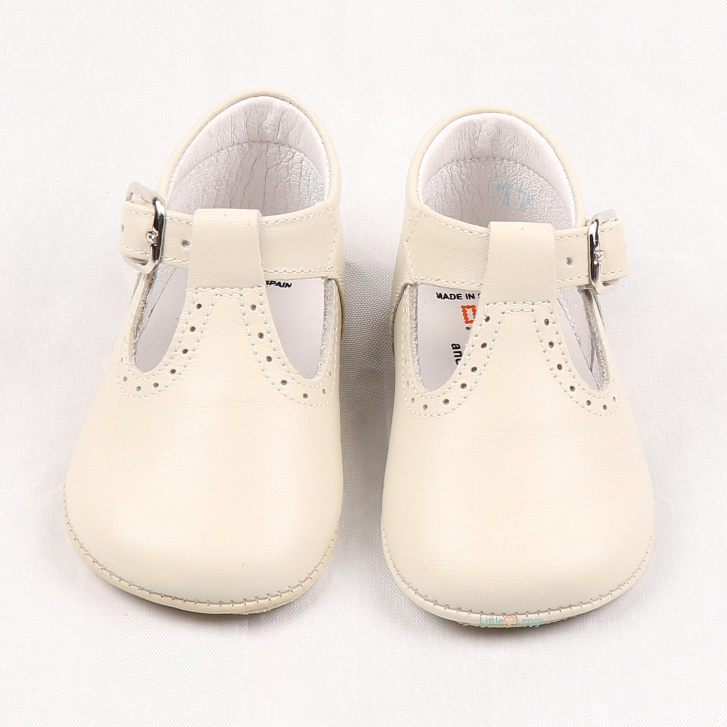 Beige Brogue T-Bar Pre-Walker