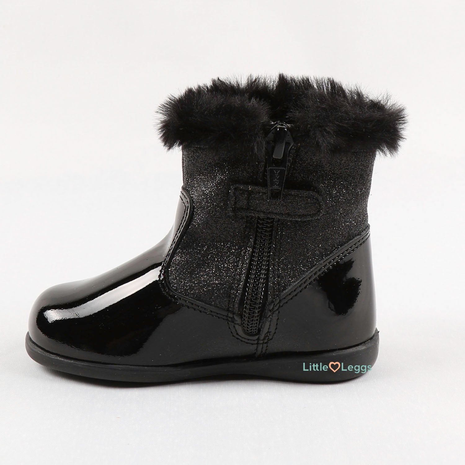 Black Sparkle Fur Trimmed Boots