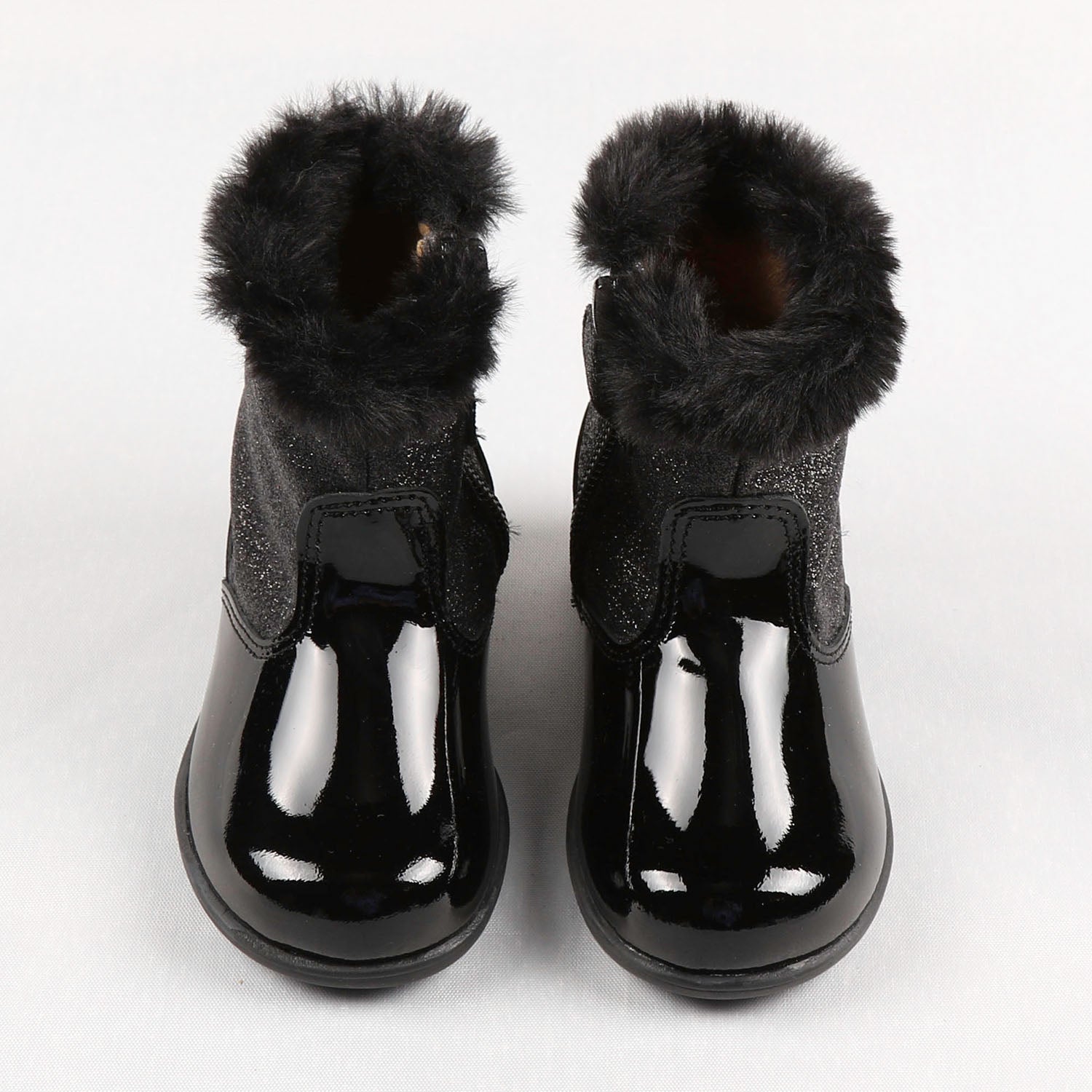 Black Sparkle Fur Trimmed Boots