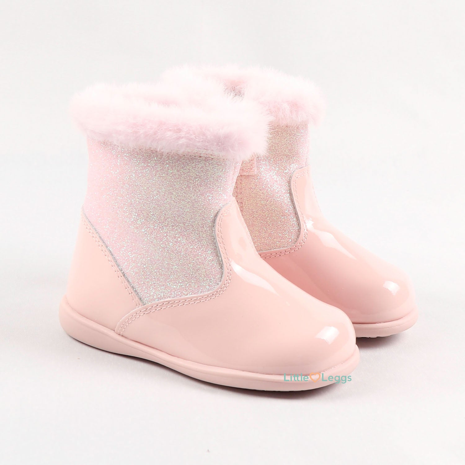 Pink Sparkle Fur Trimmed Boots