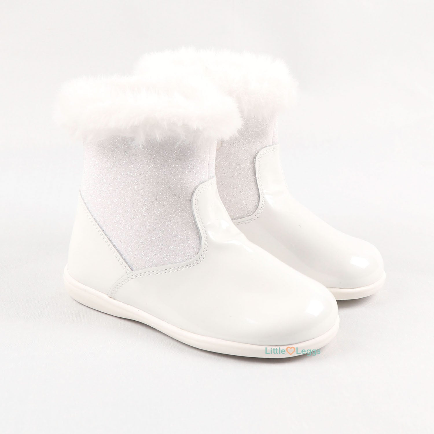 White Sparkle Fur Trimmed Boots