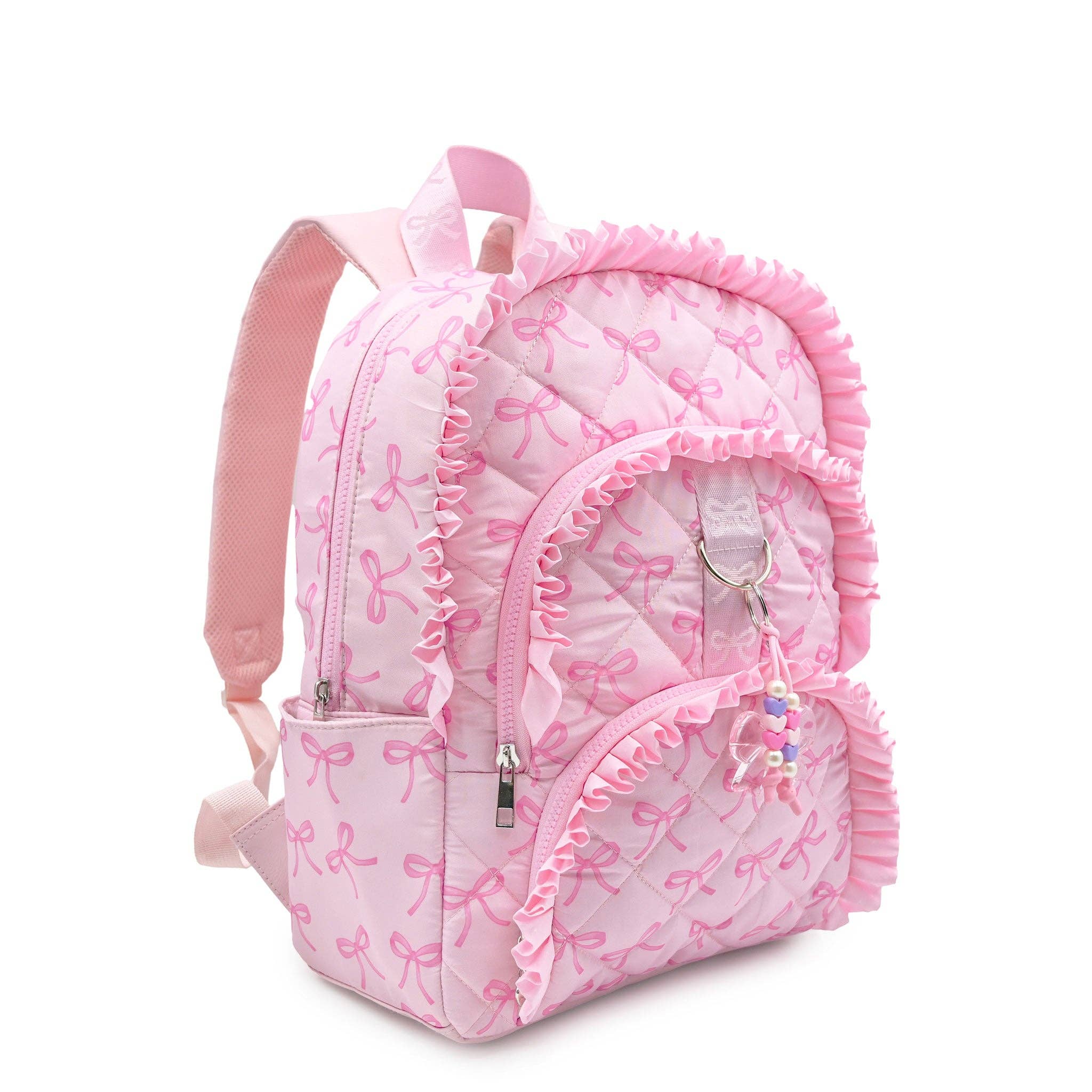 Bow & Ruffle Printed Quilted Large Backpack