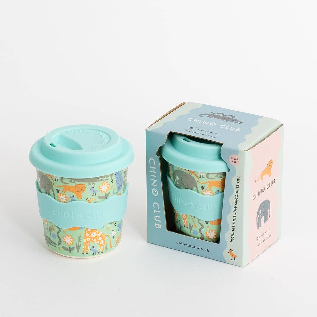 Wild Animal Chino Cup 8oz with Straw