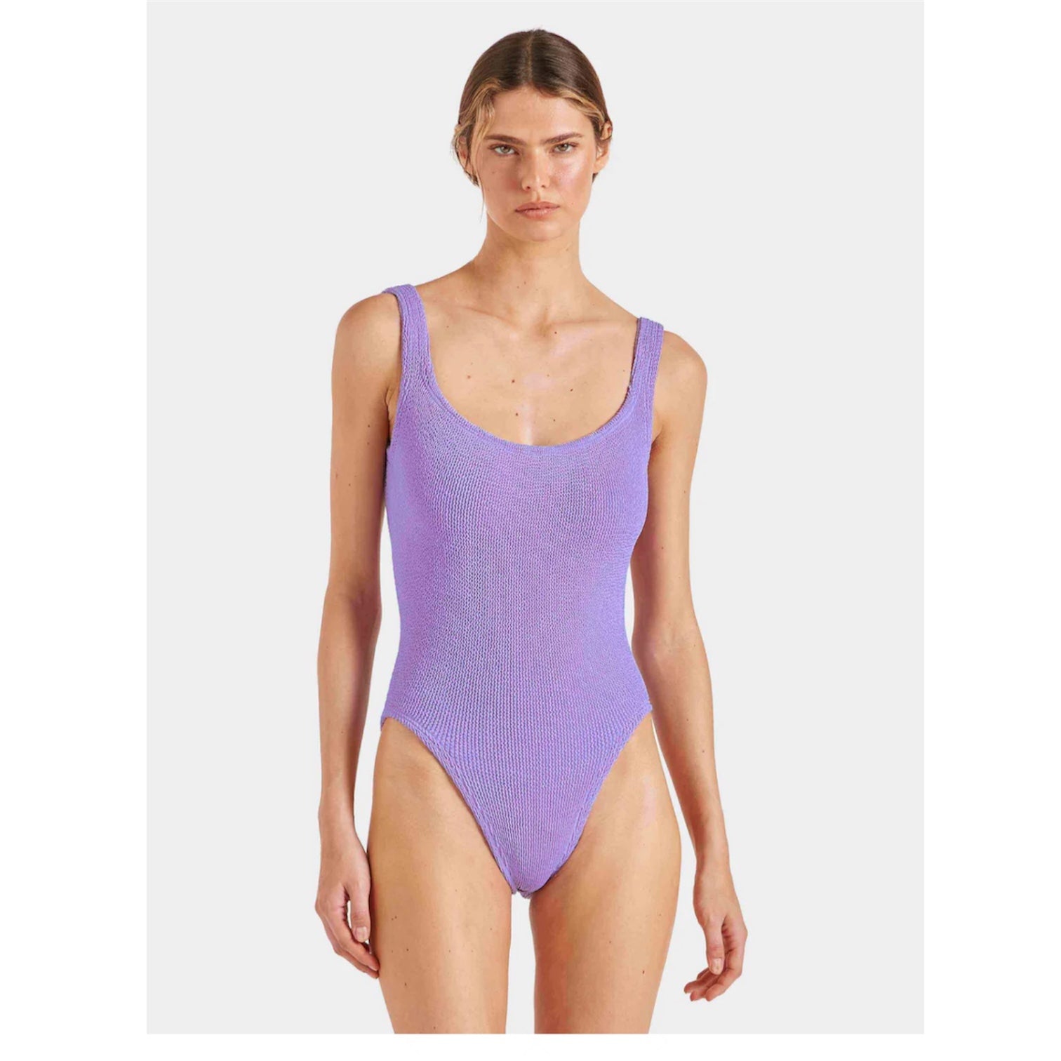 Square Neck Lilac Crinckle Swimsuit - Adult