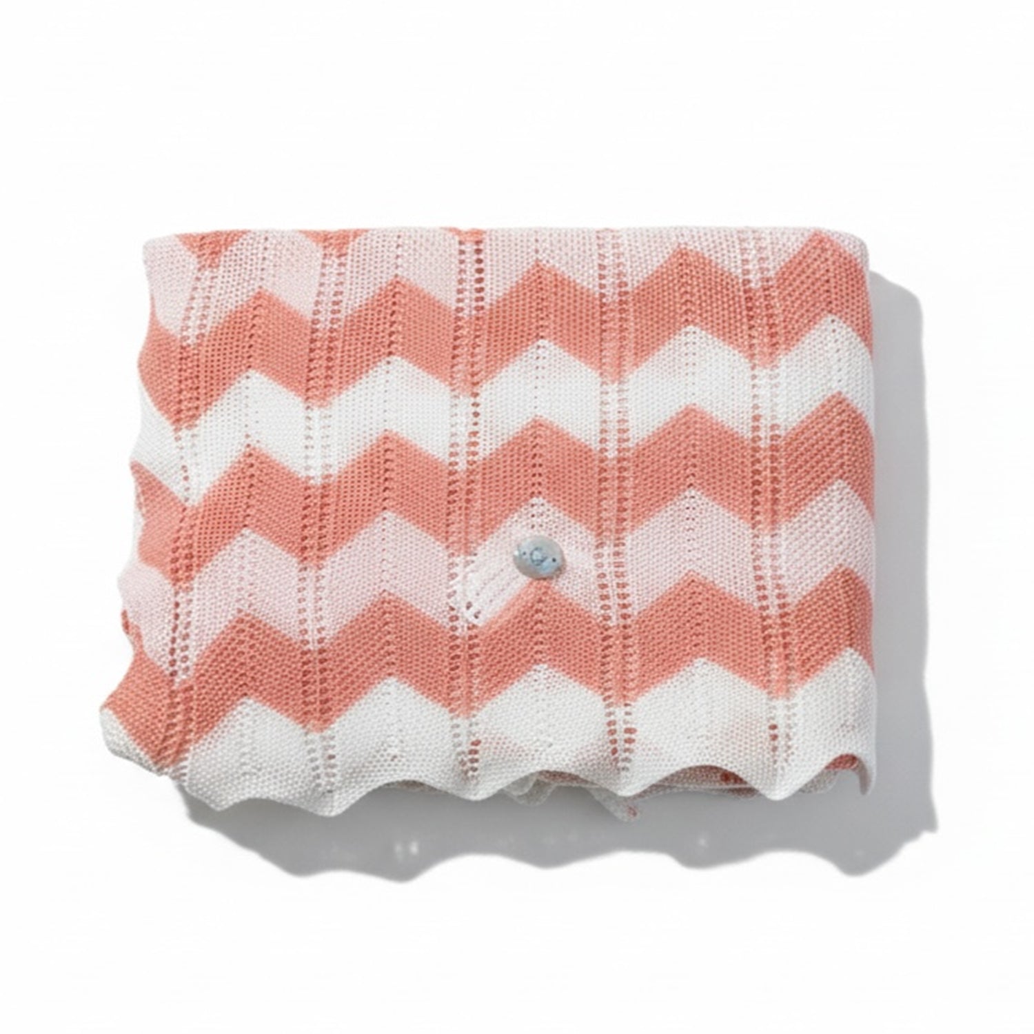 Salmon Pink & White Zig Zag Blanket