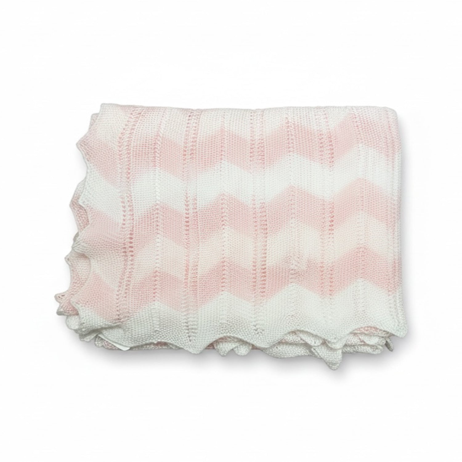 Pale Pink & White Zig Zag Blanket