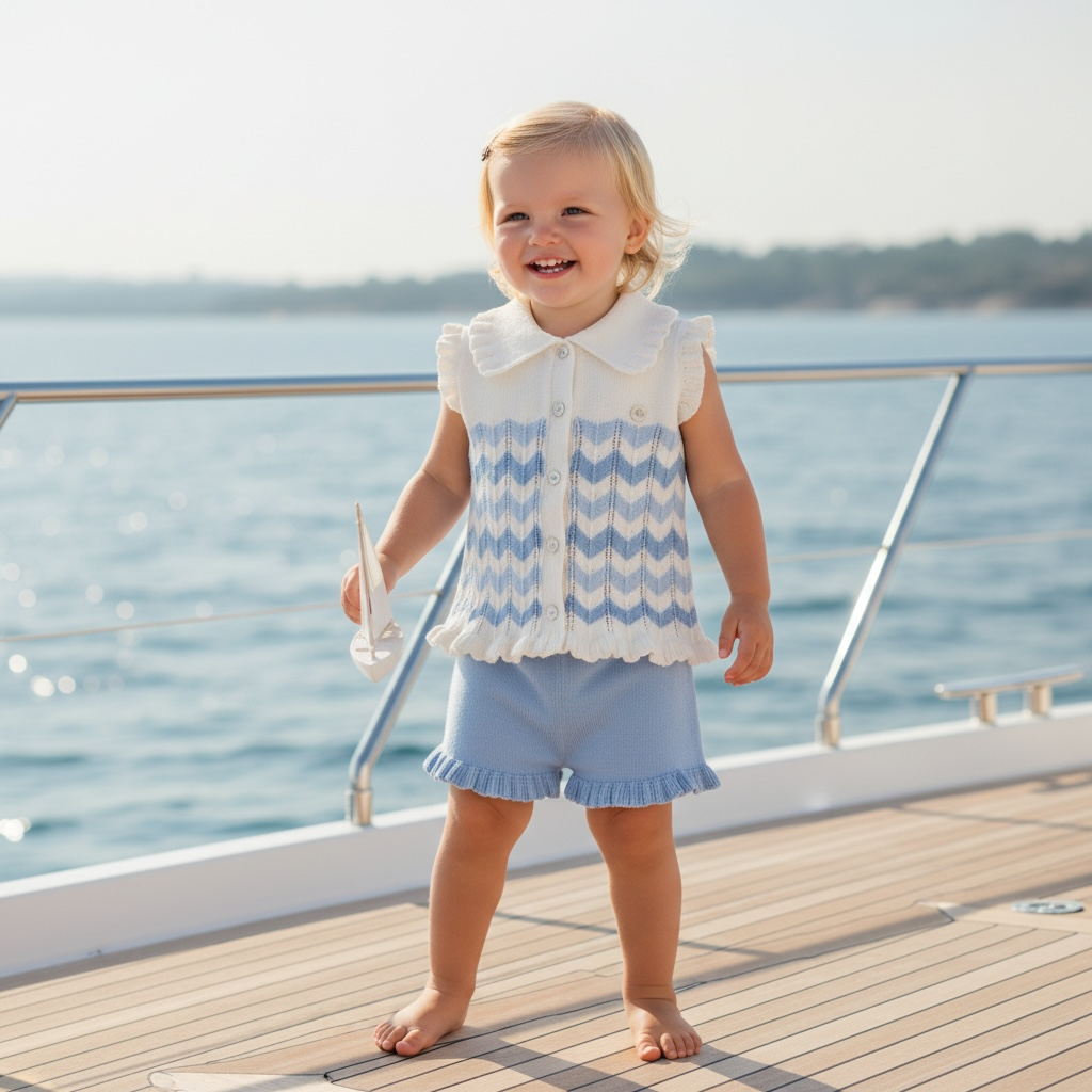 Powder Blue Zig Zag Short Set