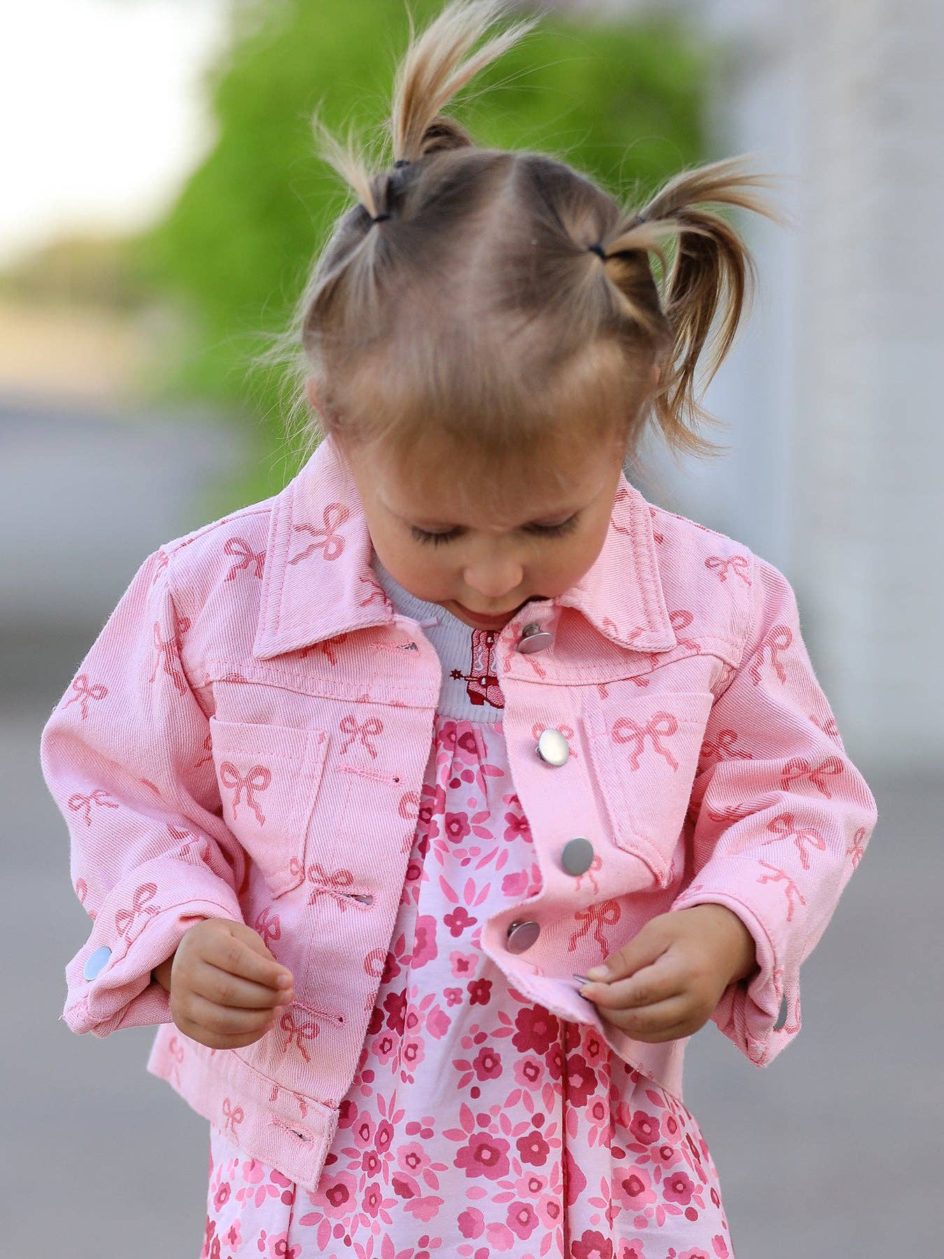 Pink Bow Girls Denim Jacket