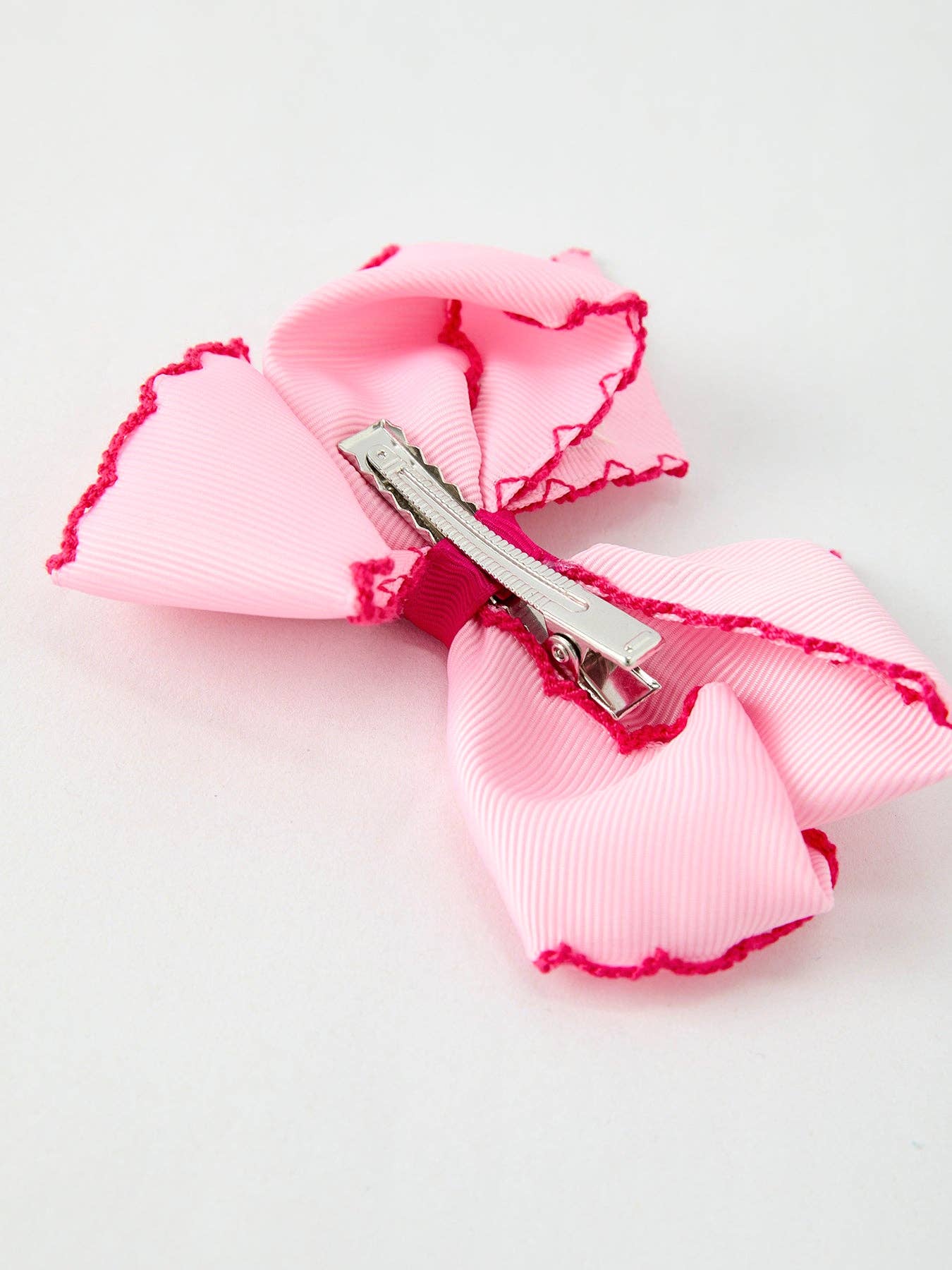 Christmas Santa Pink Bow 4.1 Inch Hairclip