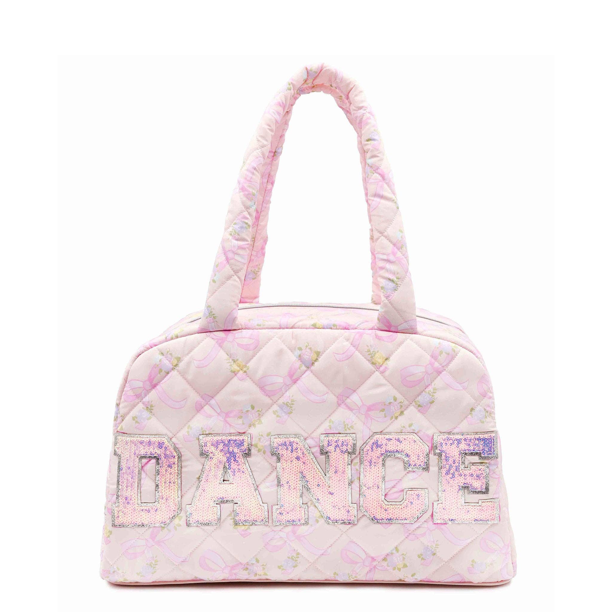 'DANCE' Pink Floral Quilted Medium Duffle Bag