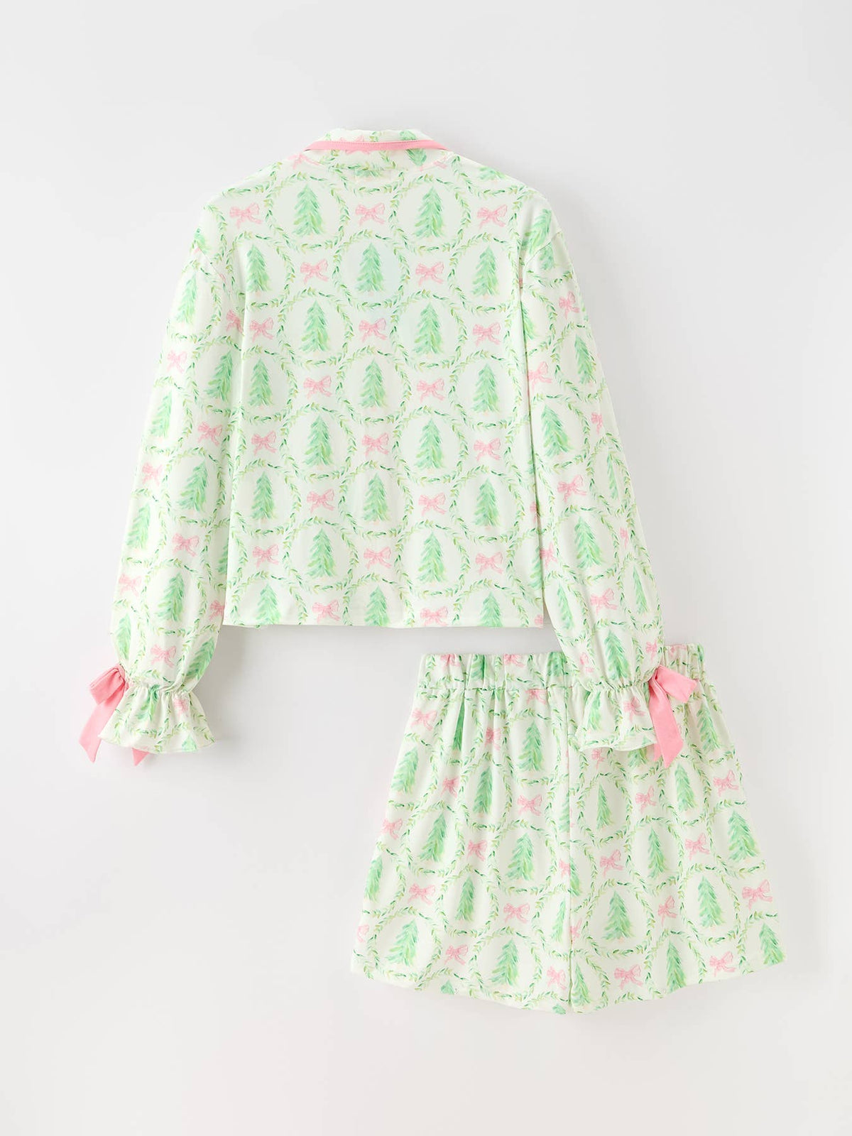 Mommy & Me Christmas Tree & Bow Print Girls Pajama Set