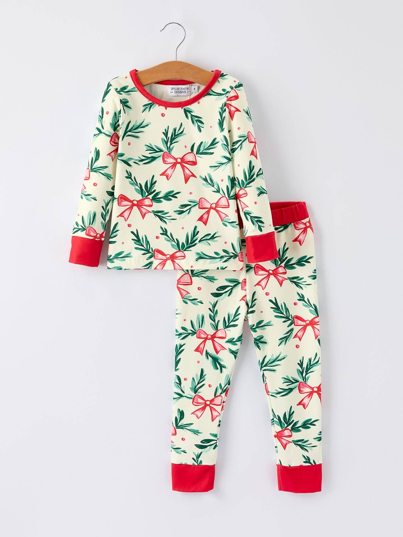 Mommy & Me Matching Christmas Bow and Holly Print Pyjamas - PRE ORDER