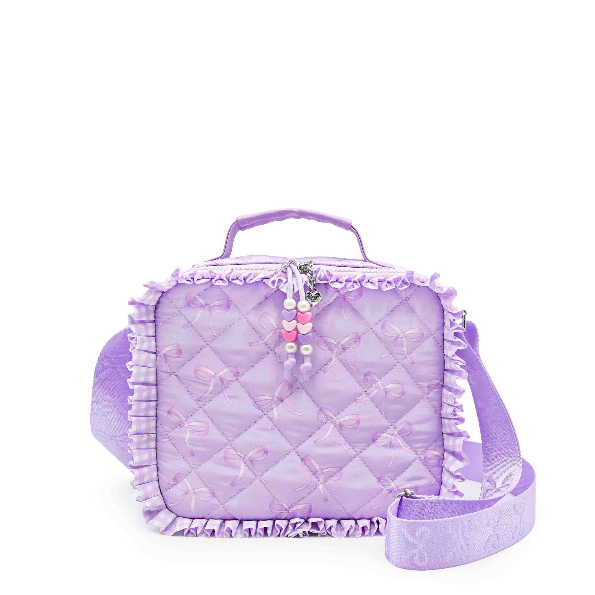Lilac Bow & Ruffle Quilted Lunch Bag