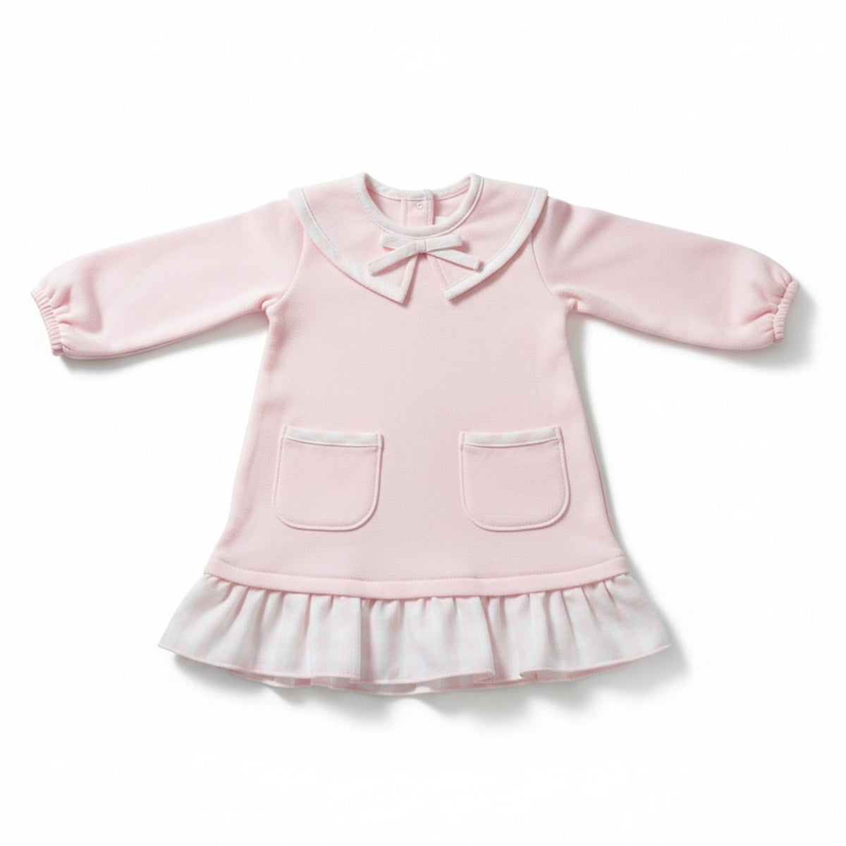 Pink With Check Trim Dress