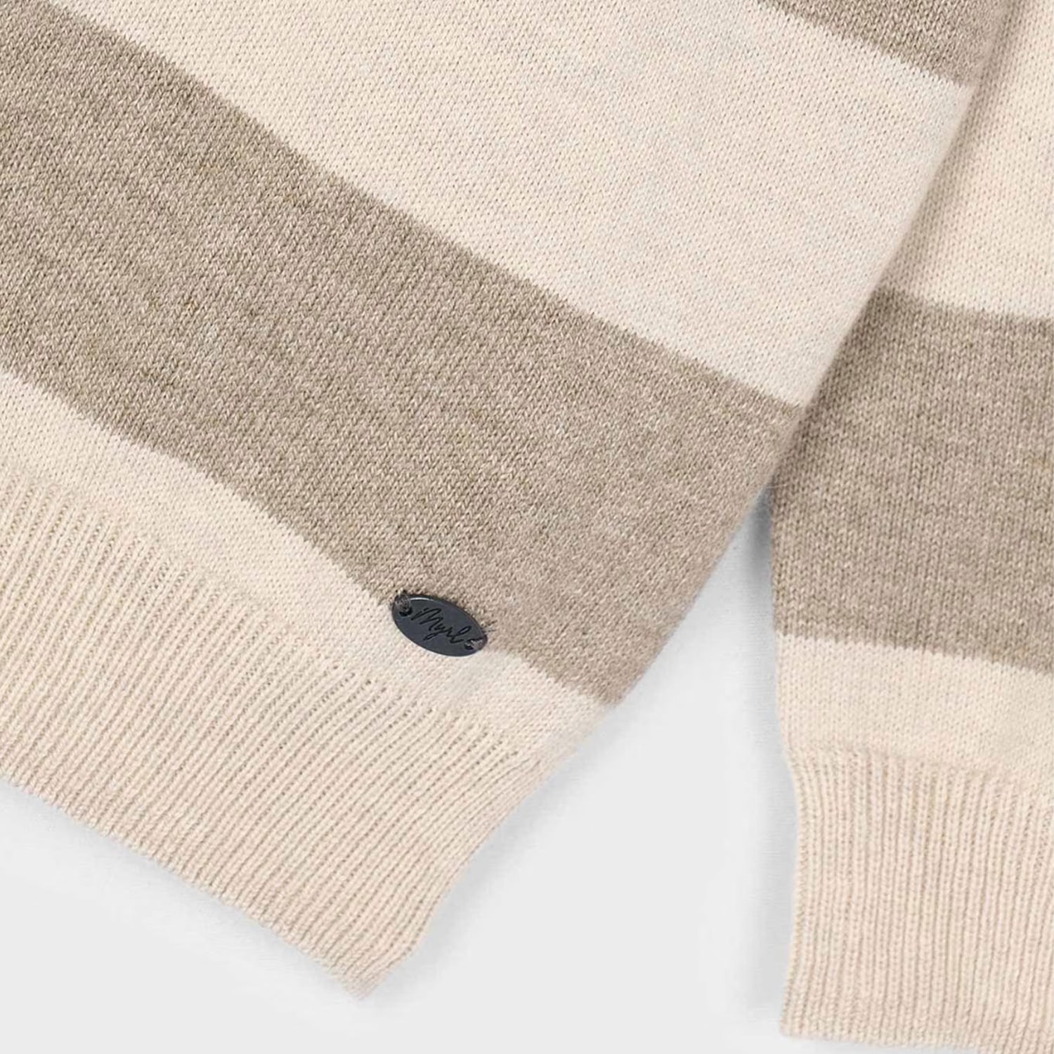 Beige Stripe Knitted Polo