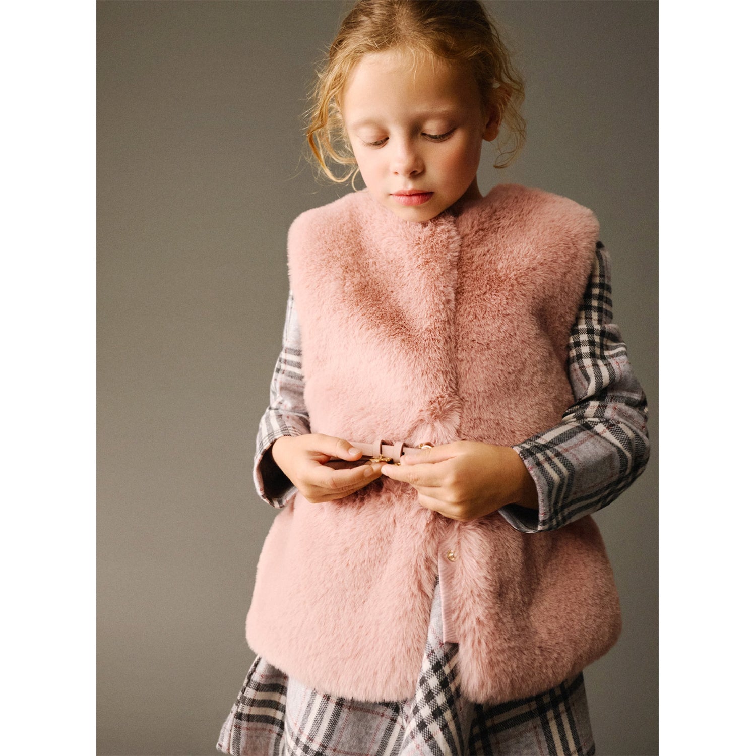 Dusty Pink Faux Fur Gilet