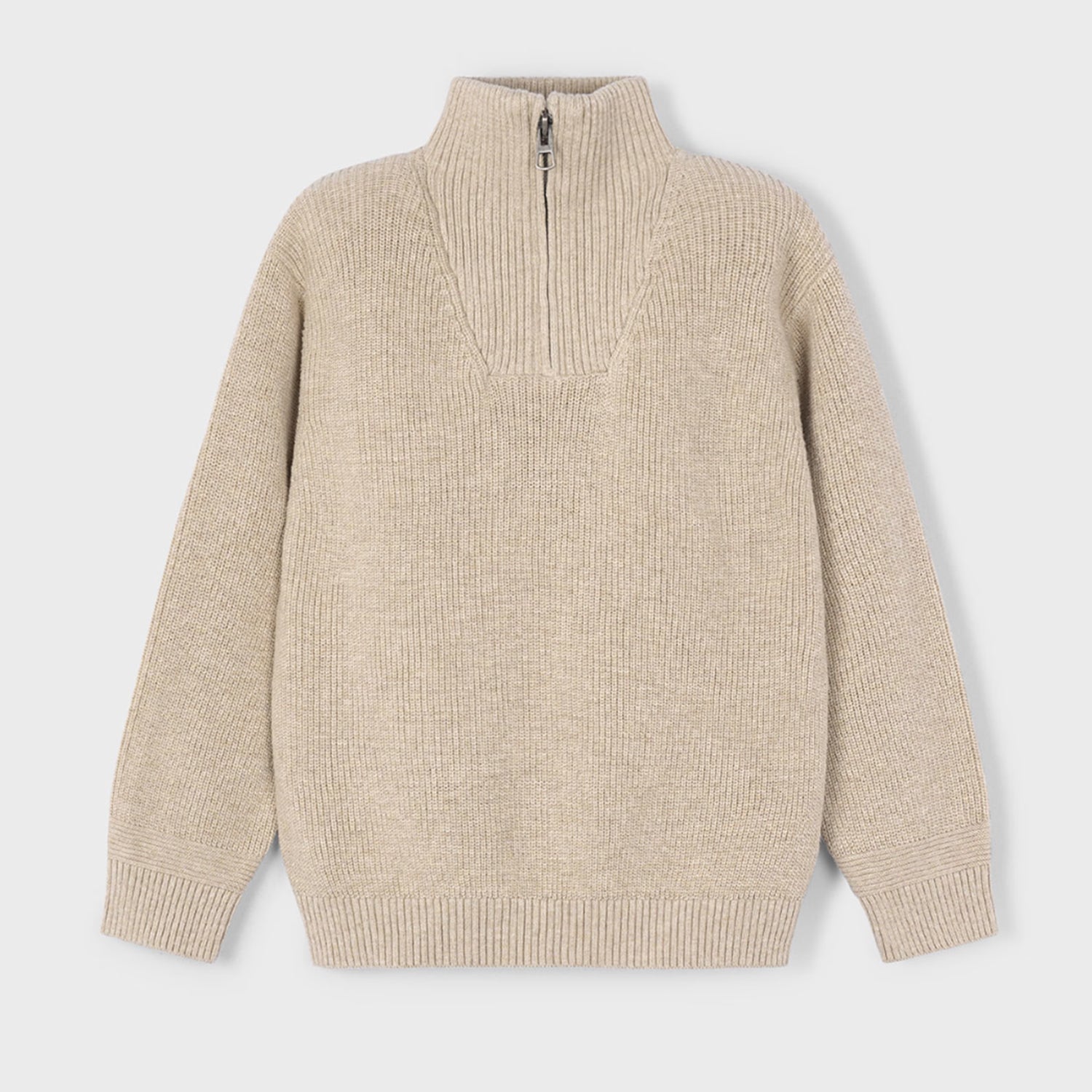 Beige Zip Up High Kneck Jumper