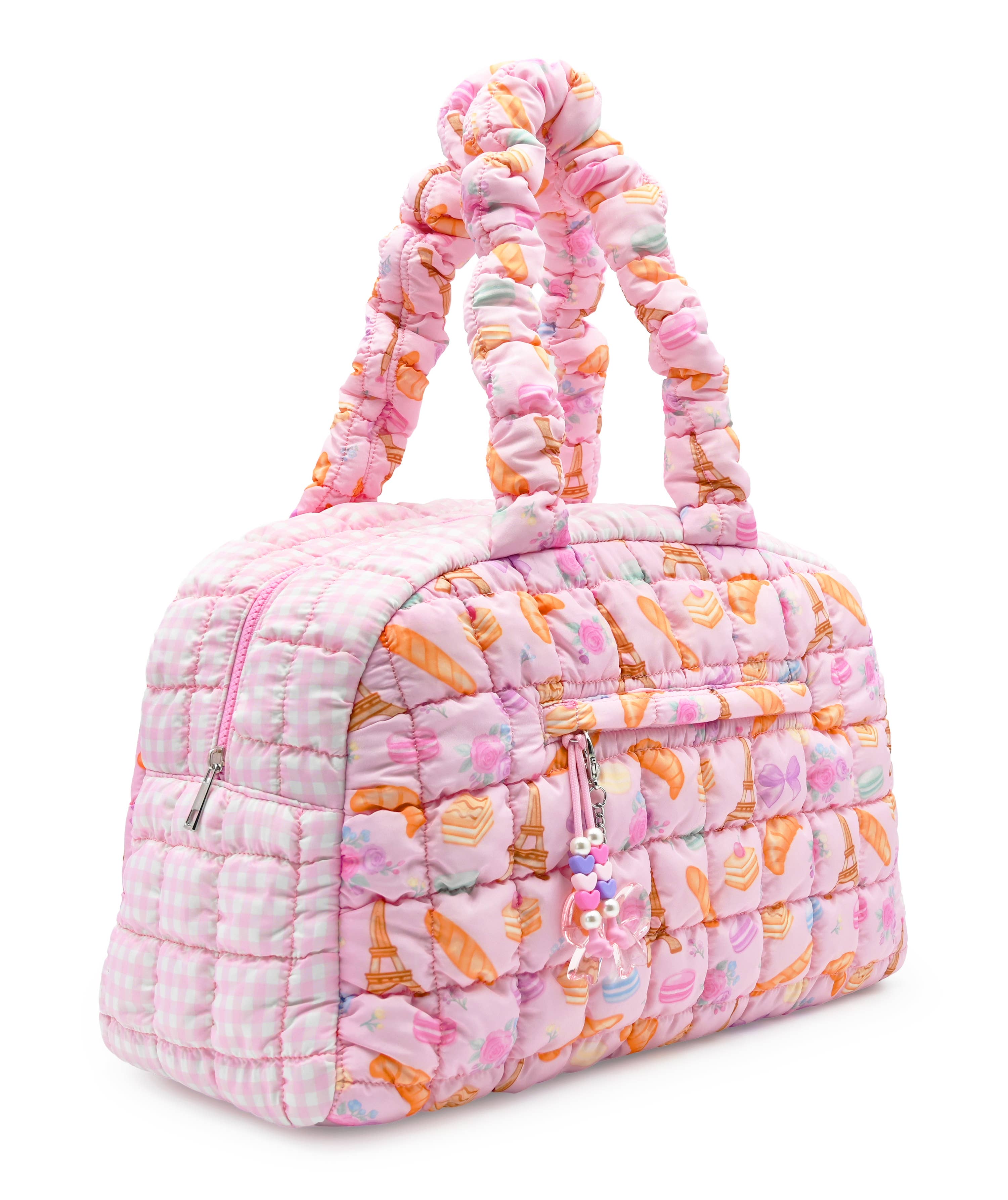Quilted Paris Printed Medium Duffle Bag