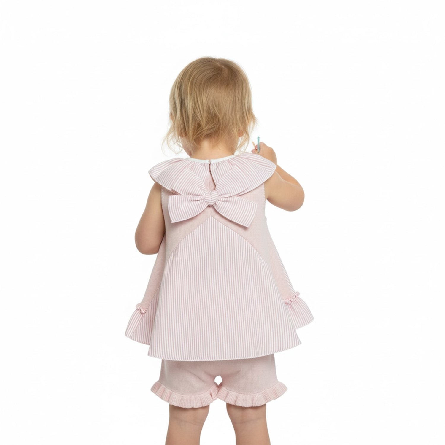 Pink Stripe Frill Short Set