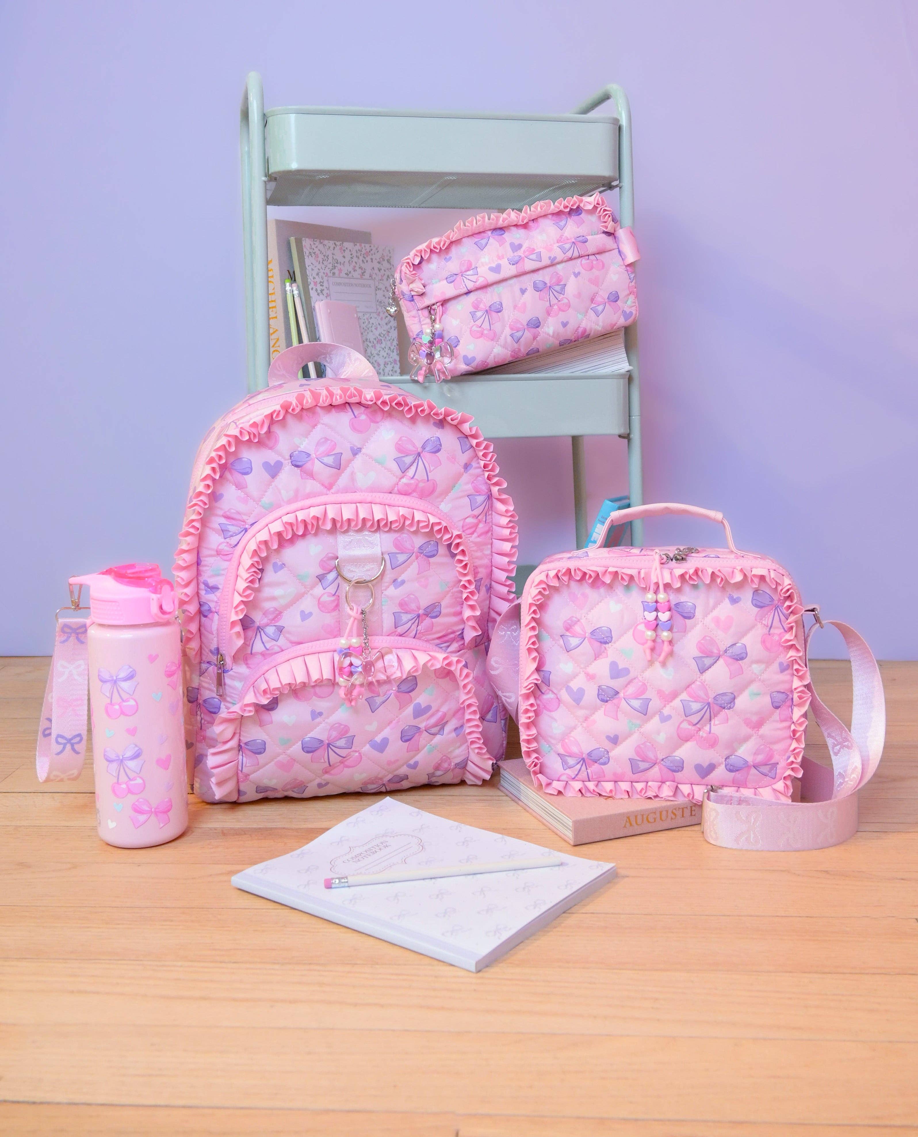 Cherry & Ruffle Quilted Large Backpack